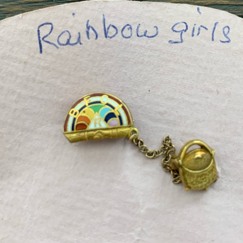 Rainbow girl vintage pin